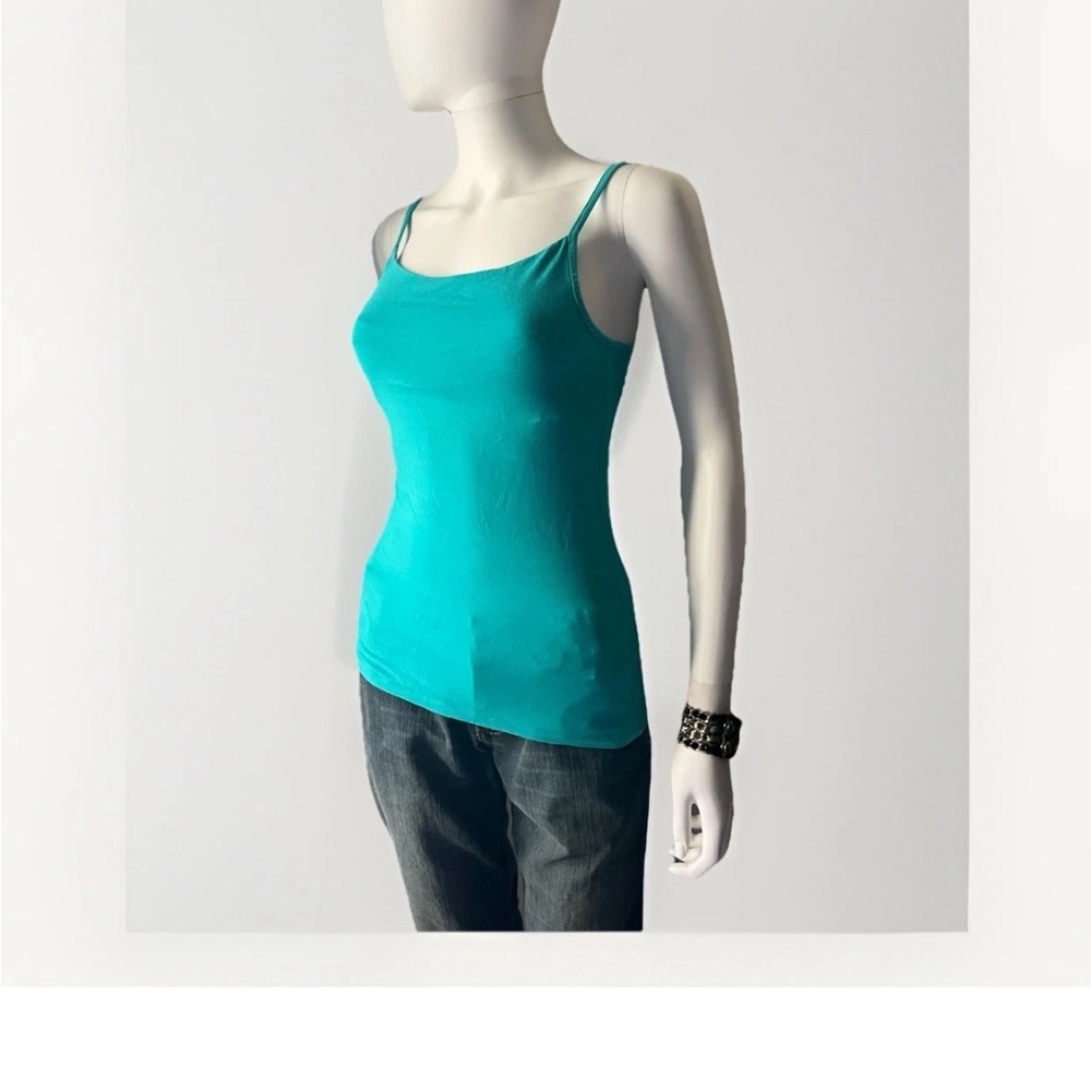 NWOT Oscar De La Renta Sports Teal Cami Tank Top In-Built Sports Bra Adj Straps